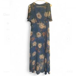 Jessica Howard Floral Flutter Sleeve Maxi Dress